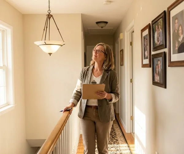 Certified specialist conducting a home safety assessment